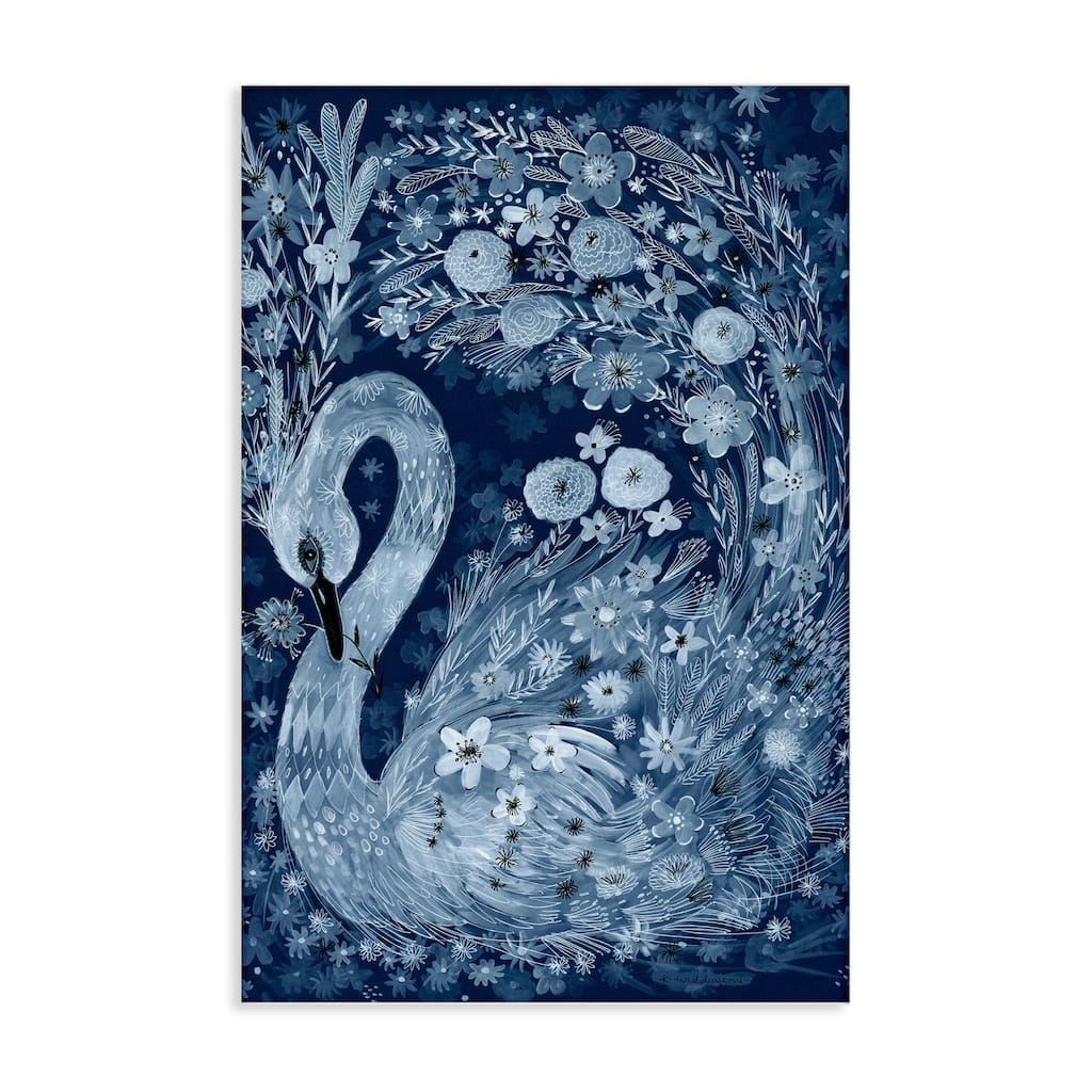 Stupell Swirling Florals Swan Canvas Wall Art Design By Kay Widdowson