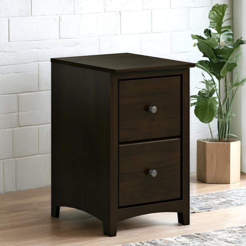 Arch+Haven Solid Wood 2-Drawer Vertical Filing Cabinet - Rubbed - Coffee