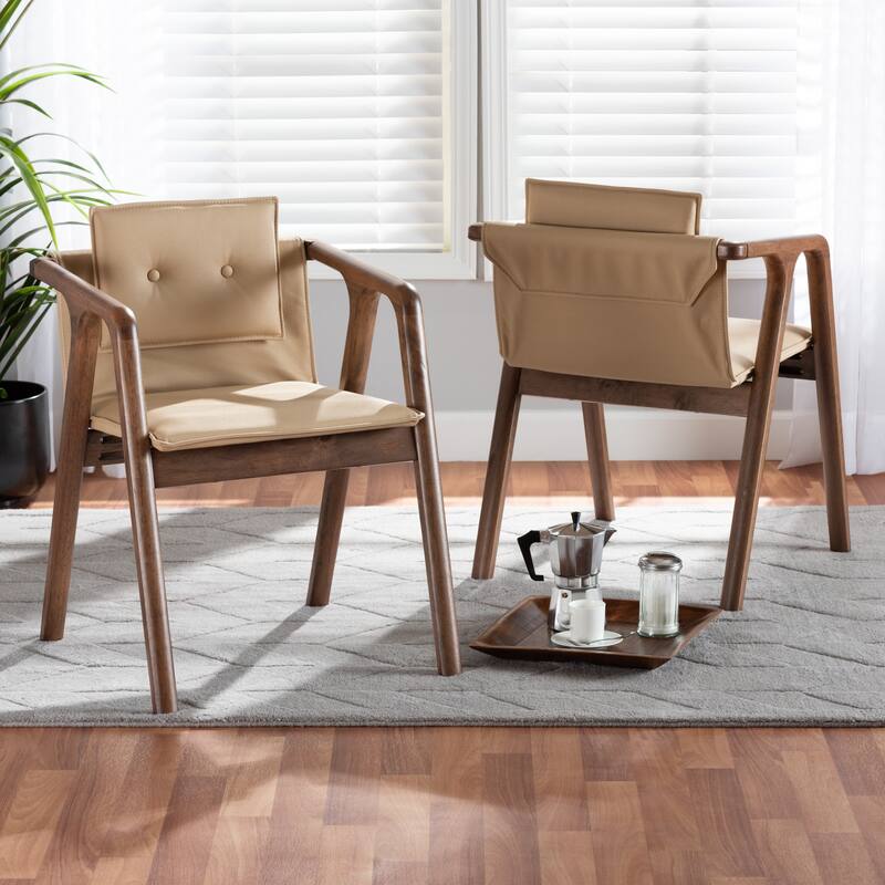 Marcena Mid-Century Modern 2-Piece Dining Chair Set