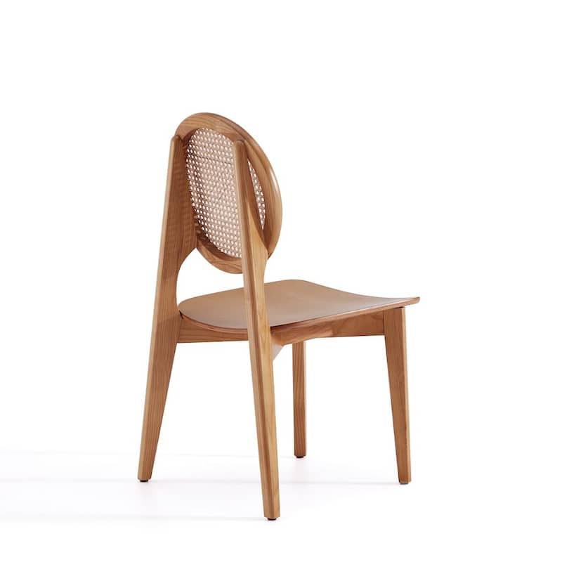 Manhattan Comfort Versailles Round Dining Chair in Black and Natural Cane - Set of 2
