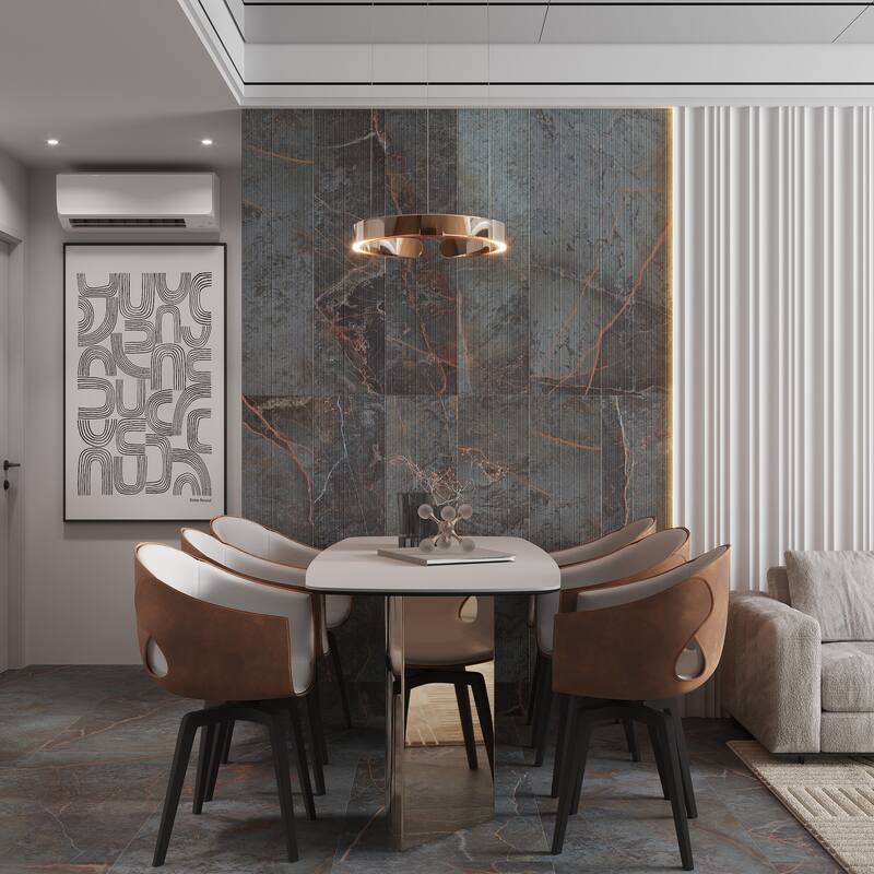 Apollo tile 12" x 48" Pinnacle Matte Slate Gray with Molten Copper Porcelain Tile (11.63 sq ft/case) - 3 Pack