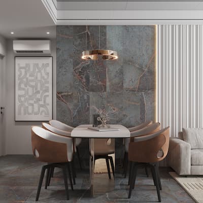 Apollo tile 12" x 48" Pinnacle Matte Slate Gray with Molten Copper Porcelain Tile (11.63 sq ft/case) - 3 Pack