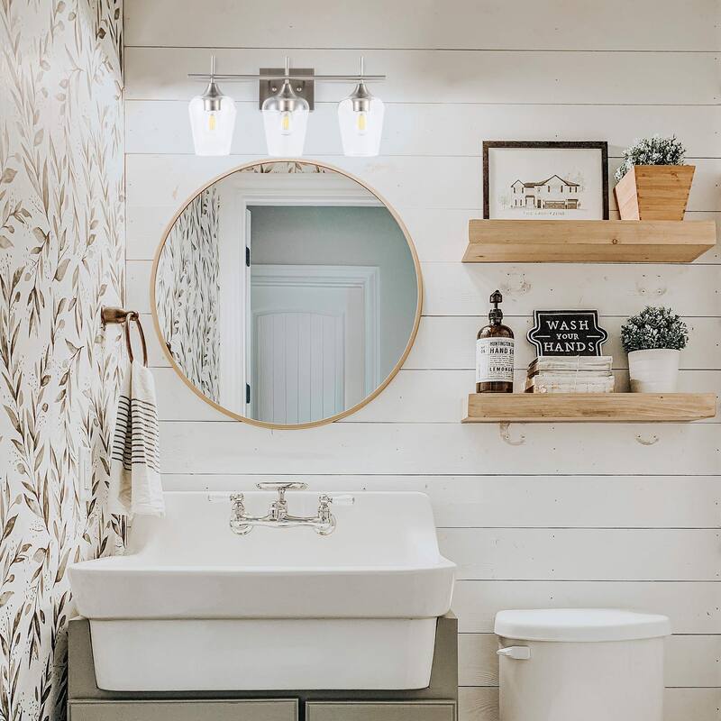 CO-Z Wall Sconce Vanity Lights with Glass Shade 2-Light/3-Light - Brushed Nickel - Brushed Nickel