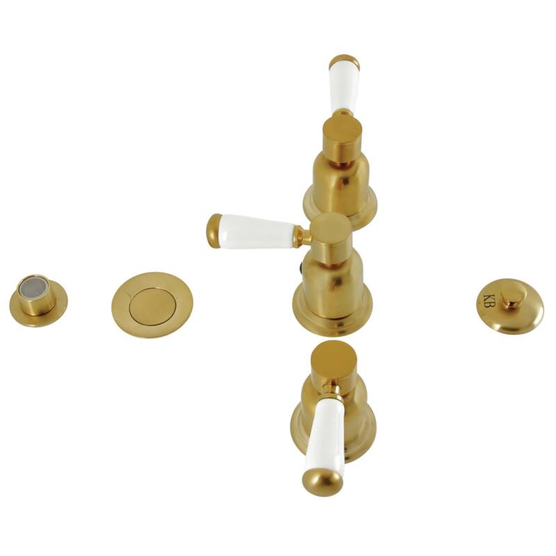 Kingston Brass Paris 1.5 GPM Widespread Bidet Faucet with 3 Lever - Brushed Brass