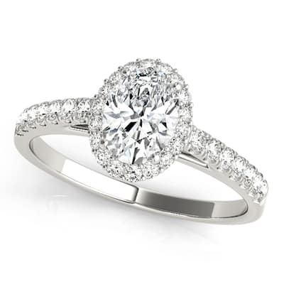 Auriya 14k White Gold Lab Grown Oval Diamond Halo Engagement Ring 0.50 to 5.00 ct. tw. (F-G VS)