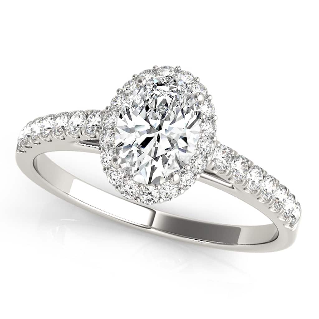 Auriya 14k White Gold Lab Grown Oval Diamond Halo Engagement Ring 0.50 to 5.00 ct. tw. (F-G VS)
