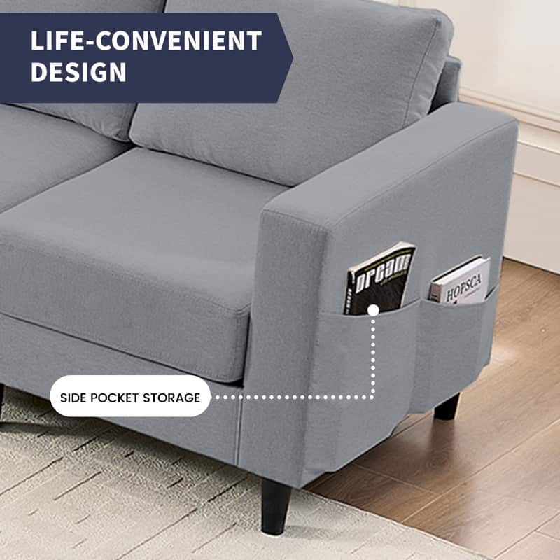 Mixoy 108" Linen Oversized Modular Sectional Sofa,L-Shaped Sectional Sofas with Side Pocket,Large 6 Seater Corner Sofa