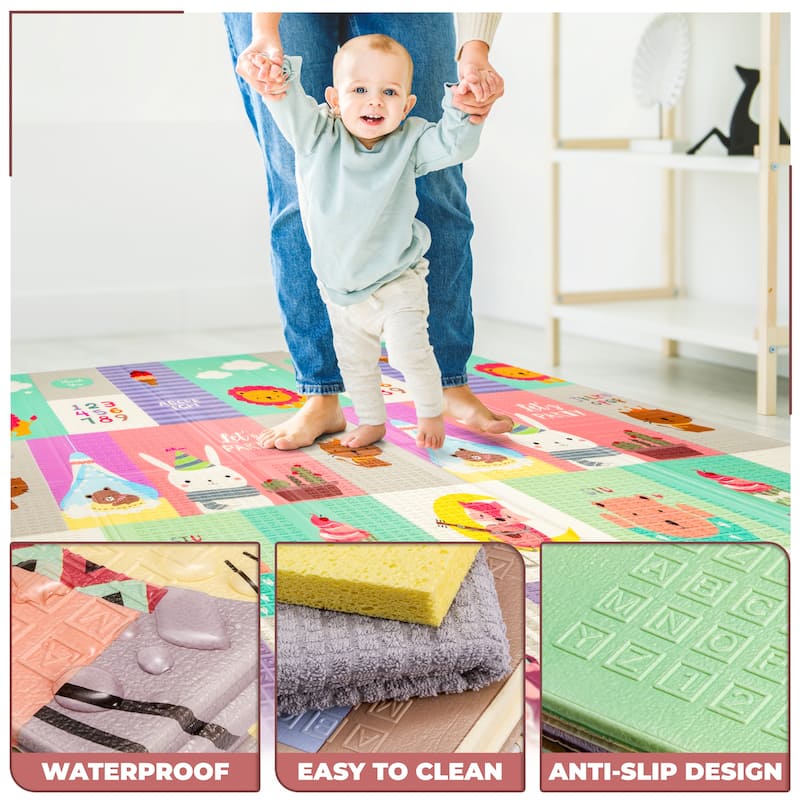 Sorbus Foldable Baby Kids Play Mat, Floor Foam Mats with Travel Bag - Waterproof Foldable - 78" x 70" x 0.4" - 78 x 70 x 0.4”