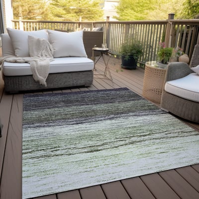 Machine Washable Indoor/ Outdoor Chantille Solid Ombre Rug