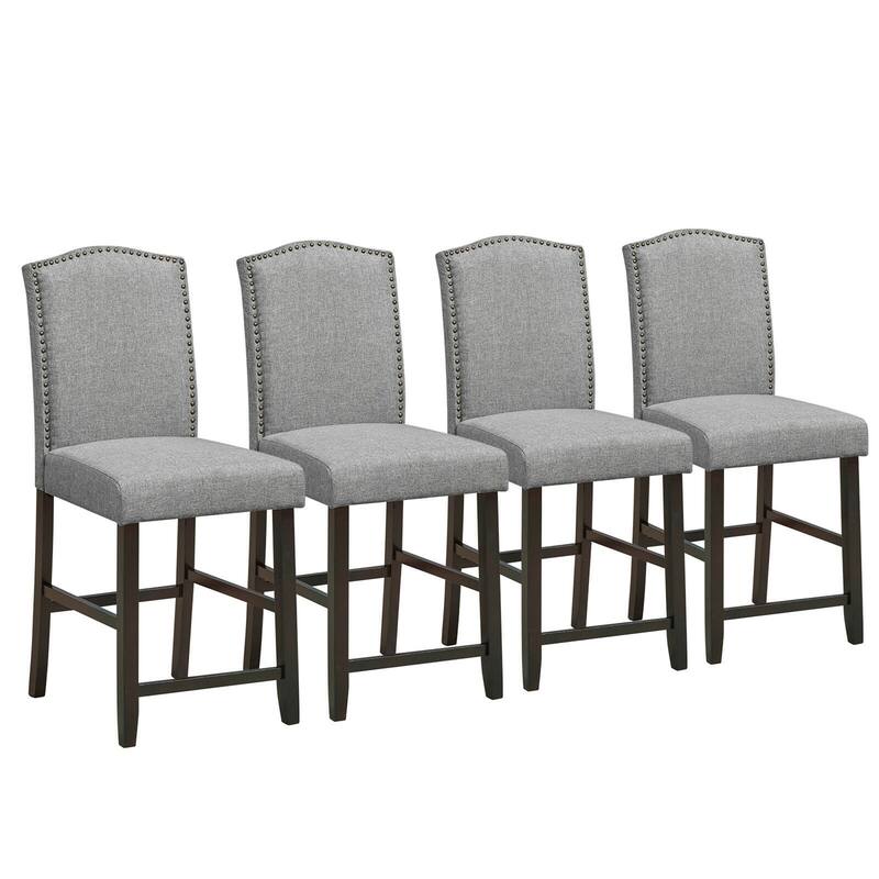 Gymax Set of 4 Fabric Barstools Nail Head Trim Counter Height Dining - See Details