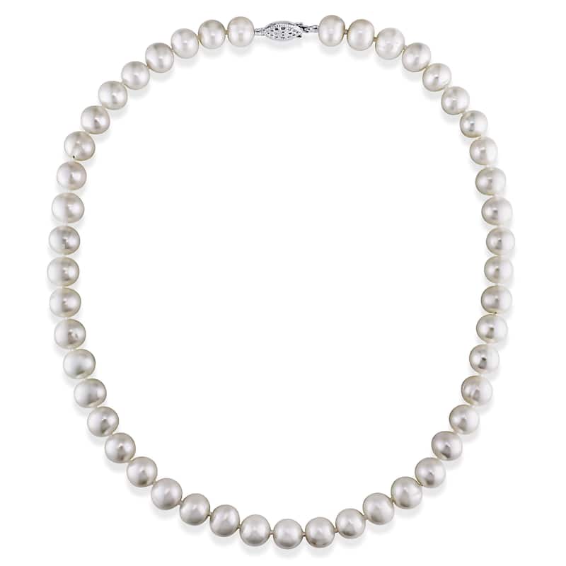 Miadora 18 or 24in Cultured FW Pearl Single Strand Necklace Sterling Silver Clasp - 7.5 mm x 18 inch x 7.5 mm