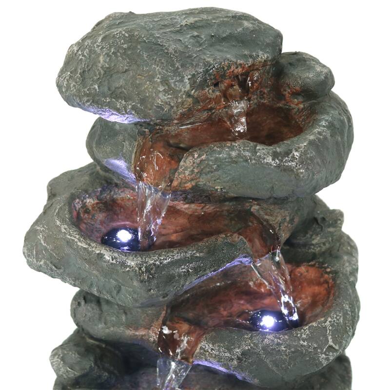 Sunnydaze Stacked Rock Fountain with Lights - 10" - 10.50-In