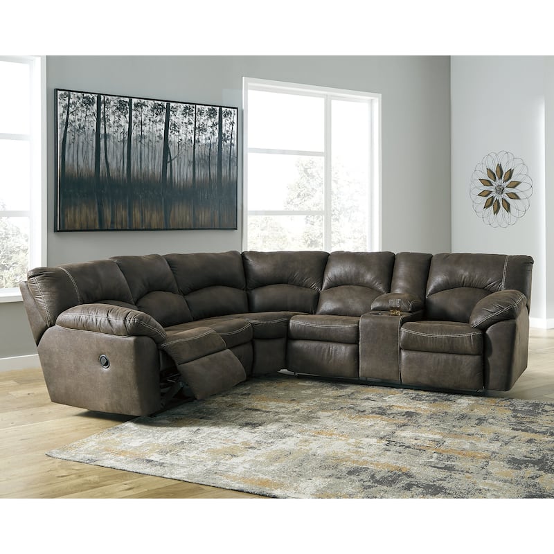 Signature Design by Ashley Tambo Brown 2-Piece Reclining Sectional - 117"W x 104"D x 38"H