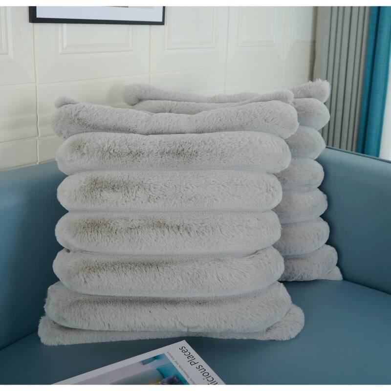 Madrid Collection Ultra Soft Ribbed Faux Fur Throw Pillow