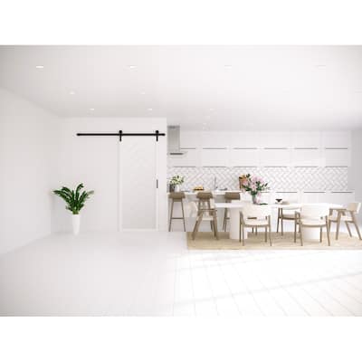 42 in. x 84 in. Herringbone Interior Barn Door with Hardware Kit