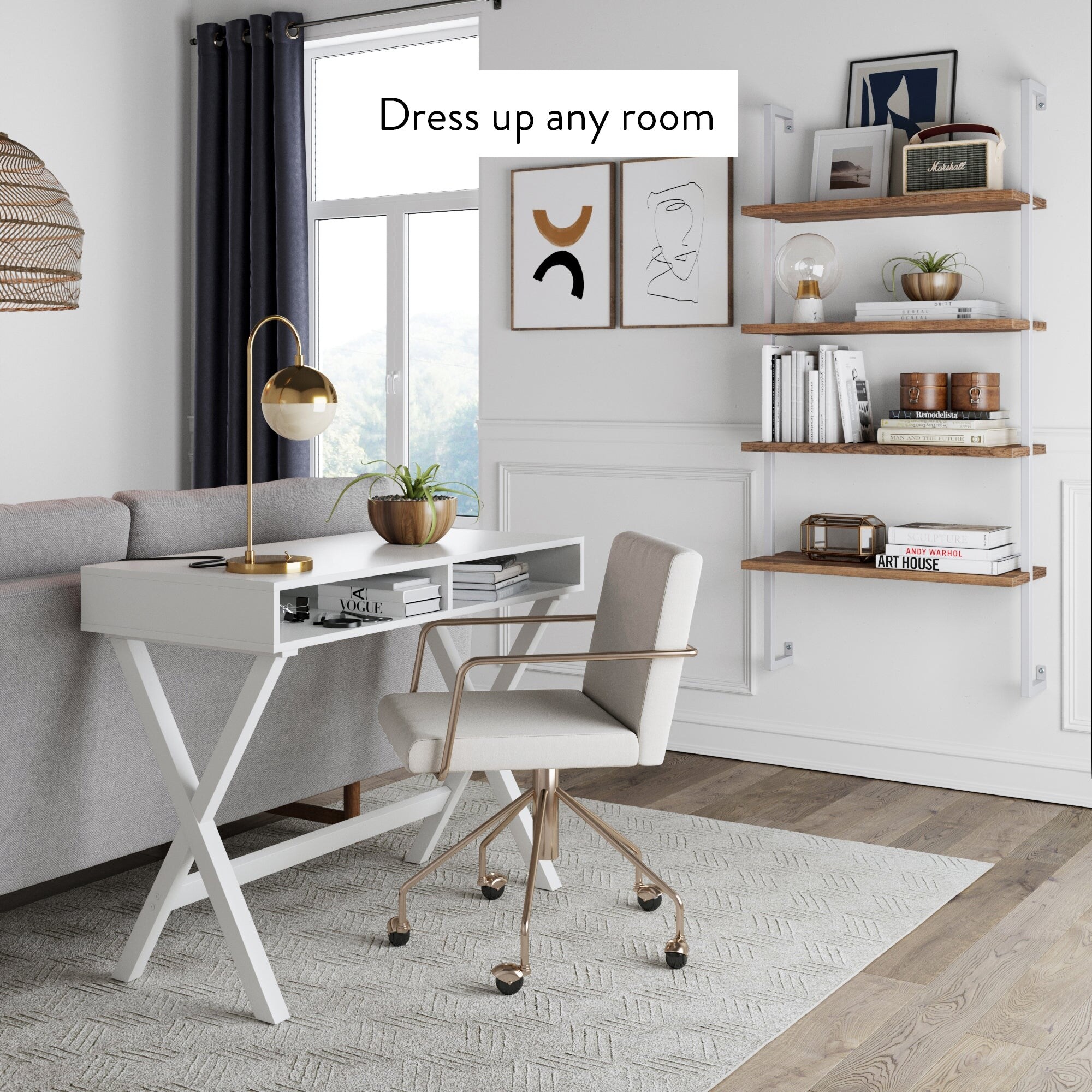 Nathan James Theo 4 Shelf Bookcase Floating Wall Mount Natural