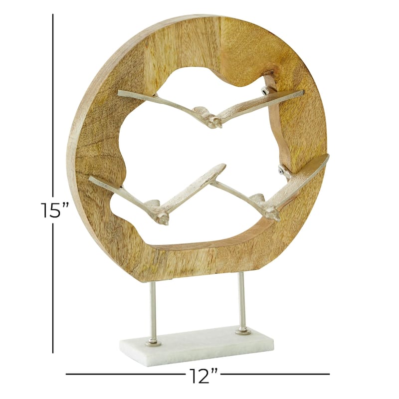 Brown Aluminum Metal Bird Decorative Sculpture