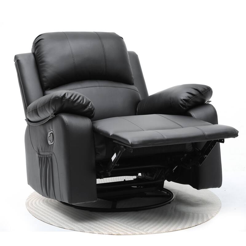 Moasis Beige Faux Leather Oversized Rocker Recliner Chair with Heat and Massage