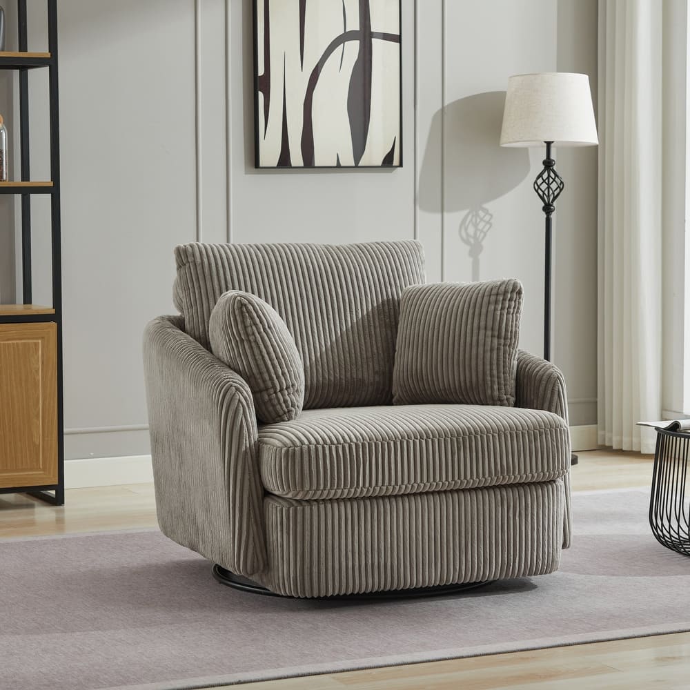 40.6" W Upholstered Swivel Accent Sofa Chair With Pillows