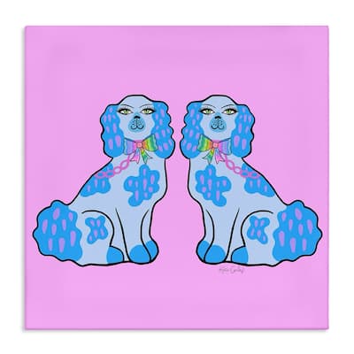 Stupell Funky Dogs Blue & Pink Canvas Wall Art Design By Katie Conley
