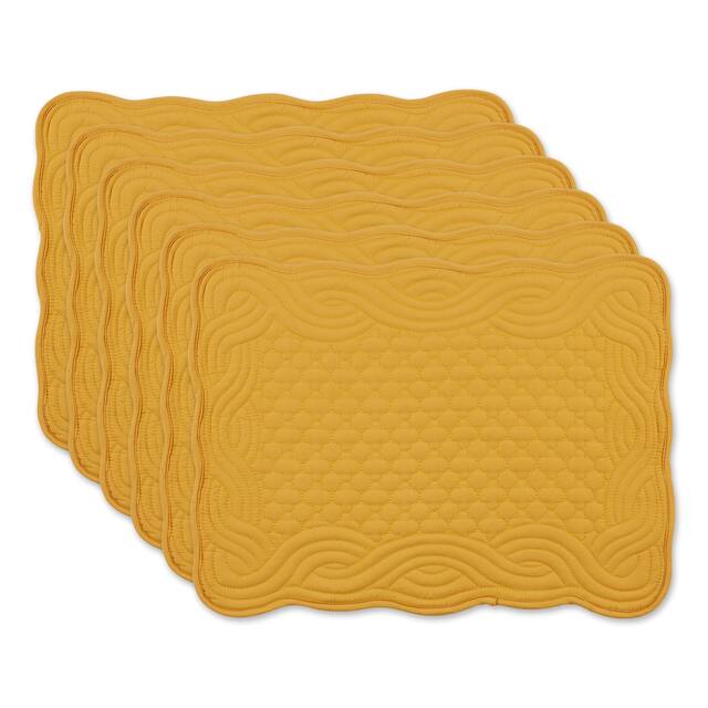 DII French Blue Quilted Farmhouse Placemat (Set of 6) - Honey Gold - Placemat Set