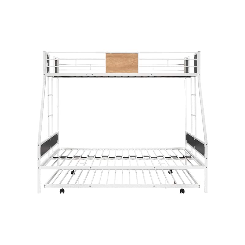 White Twin over Full Metal Bunk Bed with Trundle