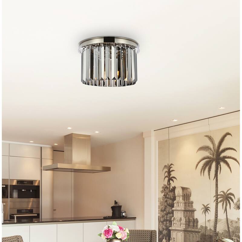 Royce Edge 3-Light Polished Nickel Flush Mount