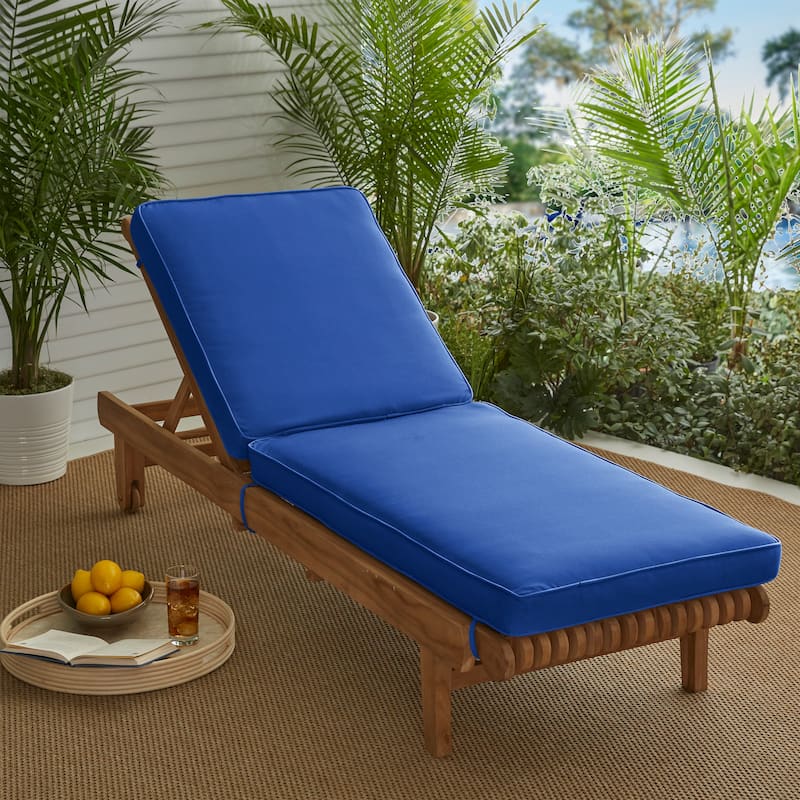 Sorra Home Sunbrella Indoor/Outdoor Chaise Lounge Cushion - 24"W x 73"L x 3"H - Canvas Blue