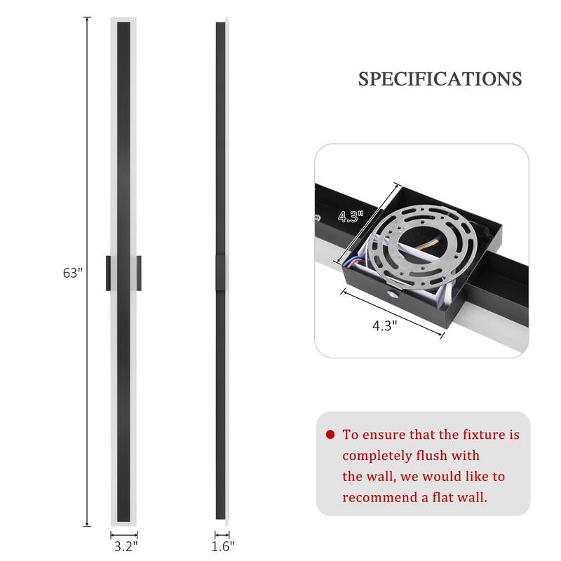 Outdoor Linear Integrated LED Wall Sconce Light Fixture with Bracket