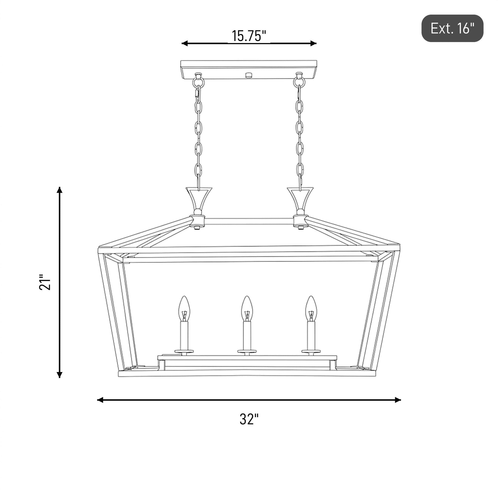 Townsend Three Light Linear Chandelier