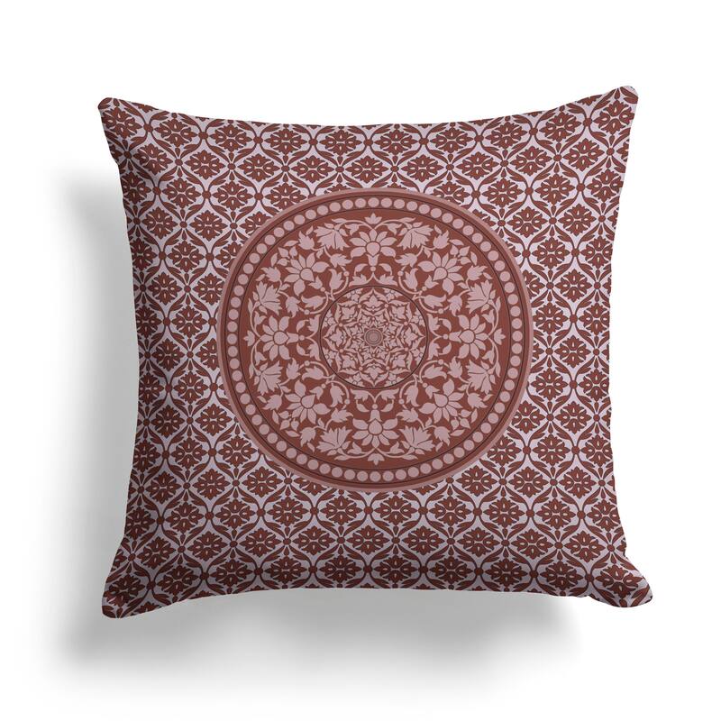 Intricate Circular Mandala Faux Suede Pillow With Removable Cover in Rose Lavender - 18" x 18"