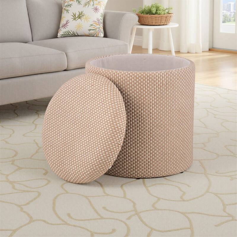 Handwoven Fabric Storage Ottoman