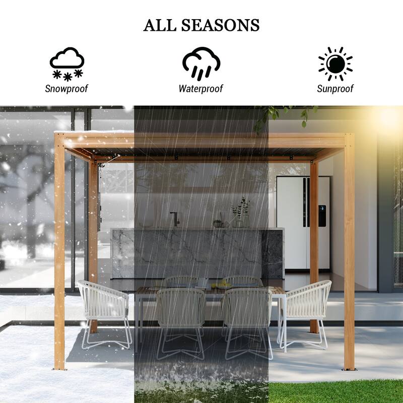 10 x 10 ft Aluminum Louvered Pergola with Adjustable Roof