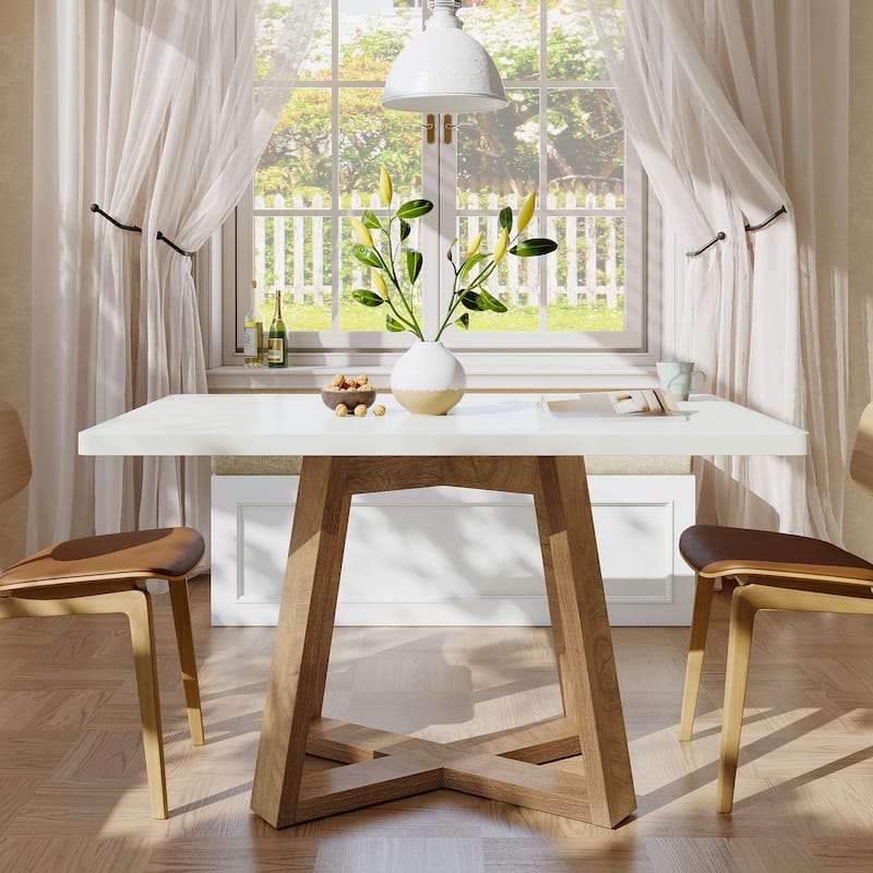47-Inch Dining Table with Wooden Legs for 4 People