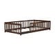 preview thumbnail 10 of 84, Montessori Twin Size Toddler Floor Bed with Fence without Door, Open-row Design Wood Frame Platform Bed with Safety Guardrails