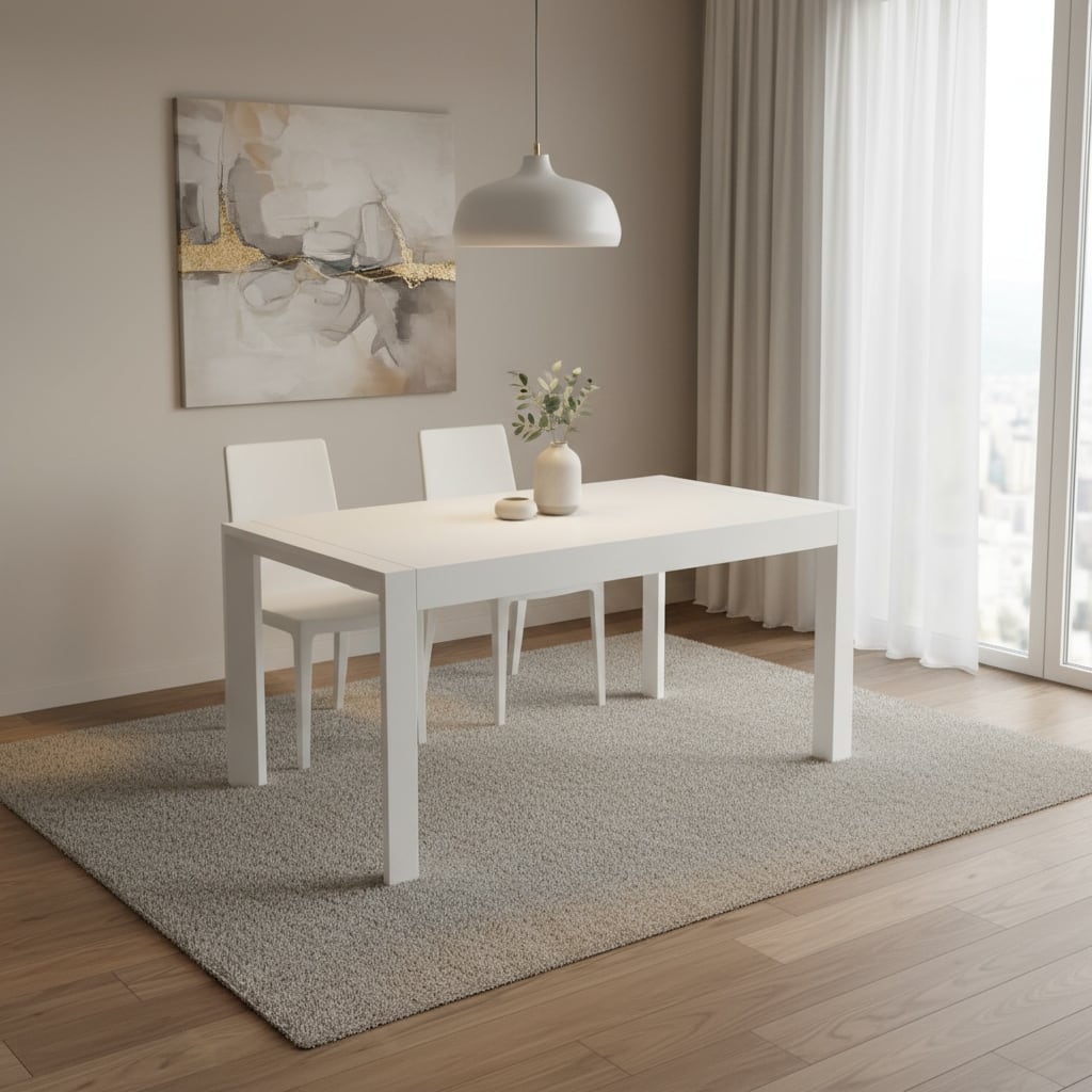 HomeRoots 63" White Wood Dining Table - 63.00 in. x 29.50 in. x 35.50 in.