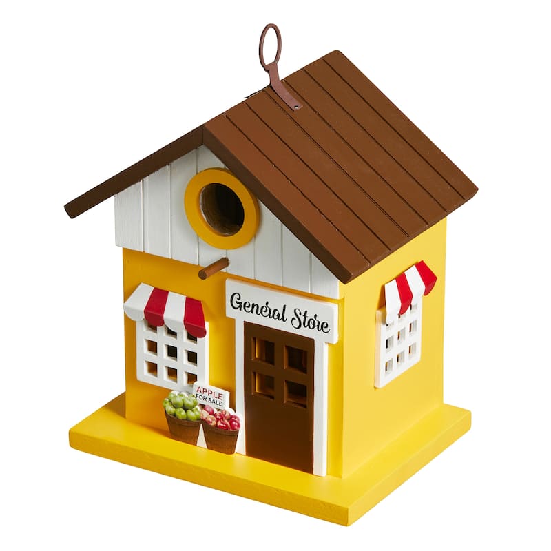 Glitzhome 9.5"H Solid Wood General Store Decorative Garden Birdhouse - 7.00''L X 5.50''W X 9.50''H