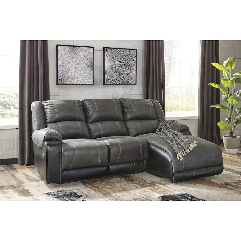 Signature Design by Ashley Nantahala Gray 3-Piece Reclining Sectional with Chaise - 88"W x 63"D x 40"H