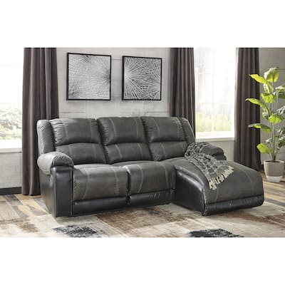 Signature Design by Ashley Nantahala Gray 3-Piece Reclining Sectional with Chaise - 88"W x 63"D x 40"H