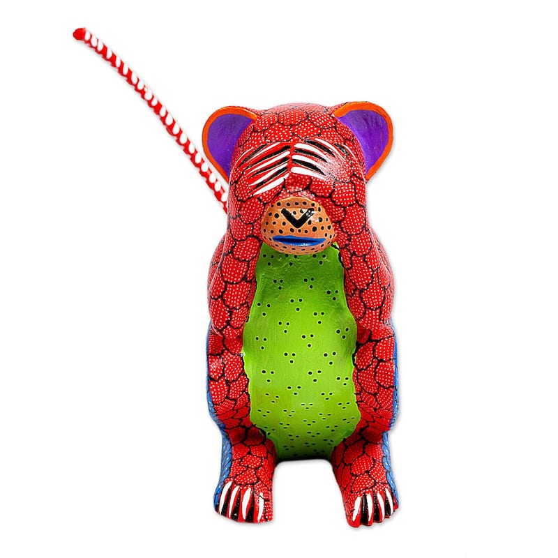 Novica Handmade Monkey In Chaos Wood Alebrije Sculpture