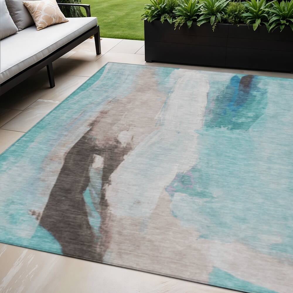 HomeRoots Abstract Transitional Rectangle Outdoor Rug