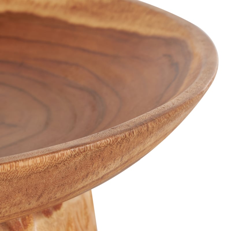 Teak Wood Handmade Decorative Bowl with Elevated Base - Brown - Roche River Decor - 17"W x 17"L x 6"H