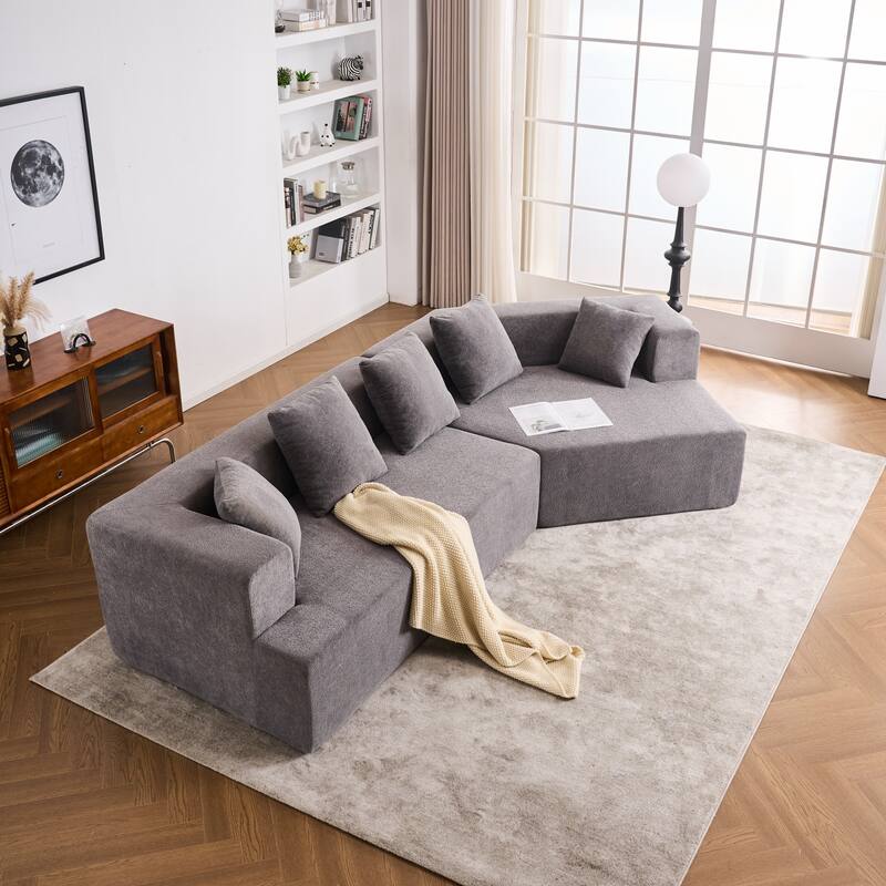 Deep Seat Modern Memory Foam Sofa with Chenille Fabric