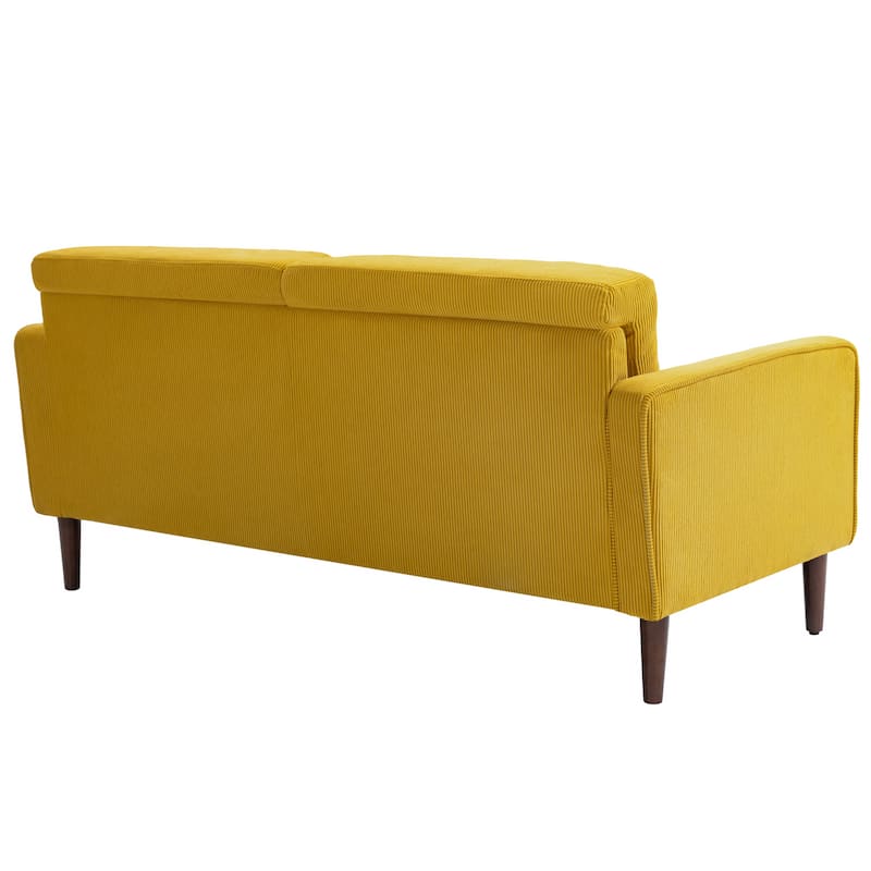 Modern Corduroy 2 Seater Sofa with Bolster Pillows