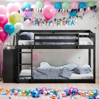 Full over Full Bunk Bed with 4 Drawers and 3 Shelves