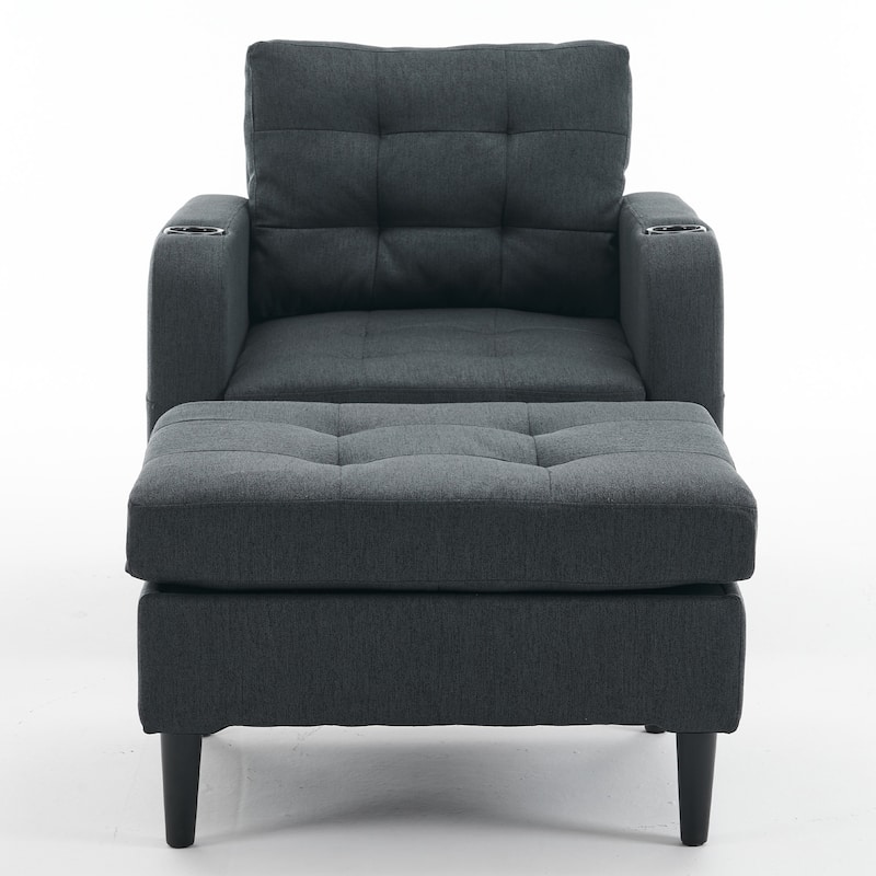Upholstered Armchair and Storage Ottoman Set for Stylish Comfort - 33.07"L x 30.71"W x 33.86"H