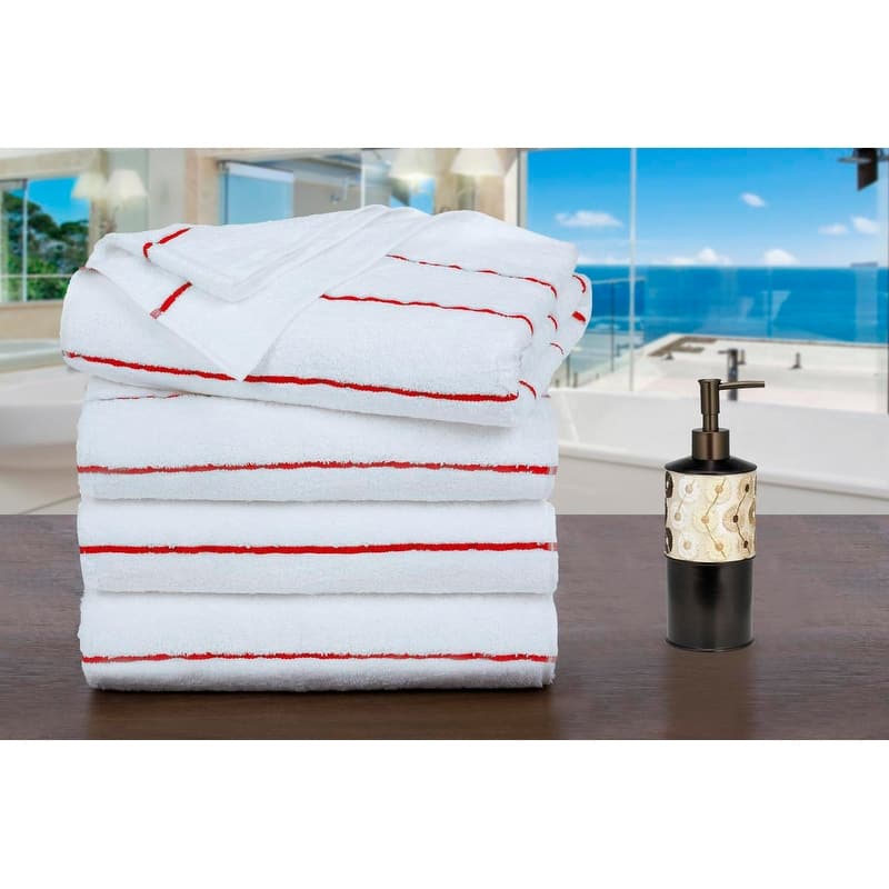 Superior Cotton Beach Towel Cabana Striped by Ample Decor- Pack of 4 - 30" x 68"