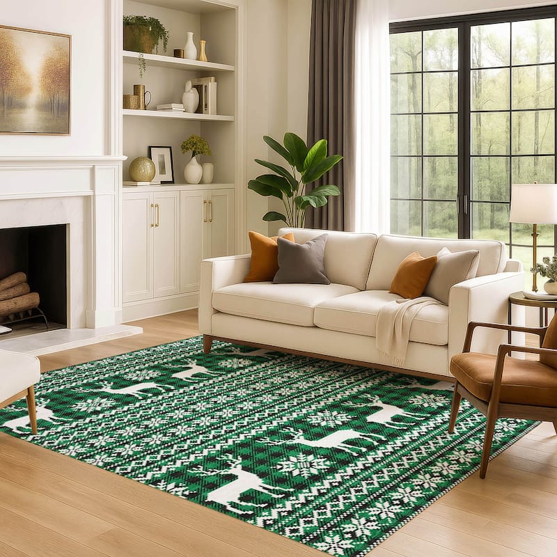 Premium Washable Super Soft Christmas Reindeer Mayfield Rug