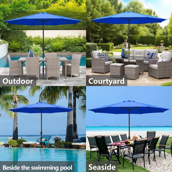 Maypex 11 Feet Round Market Patio Umbrella - Tan