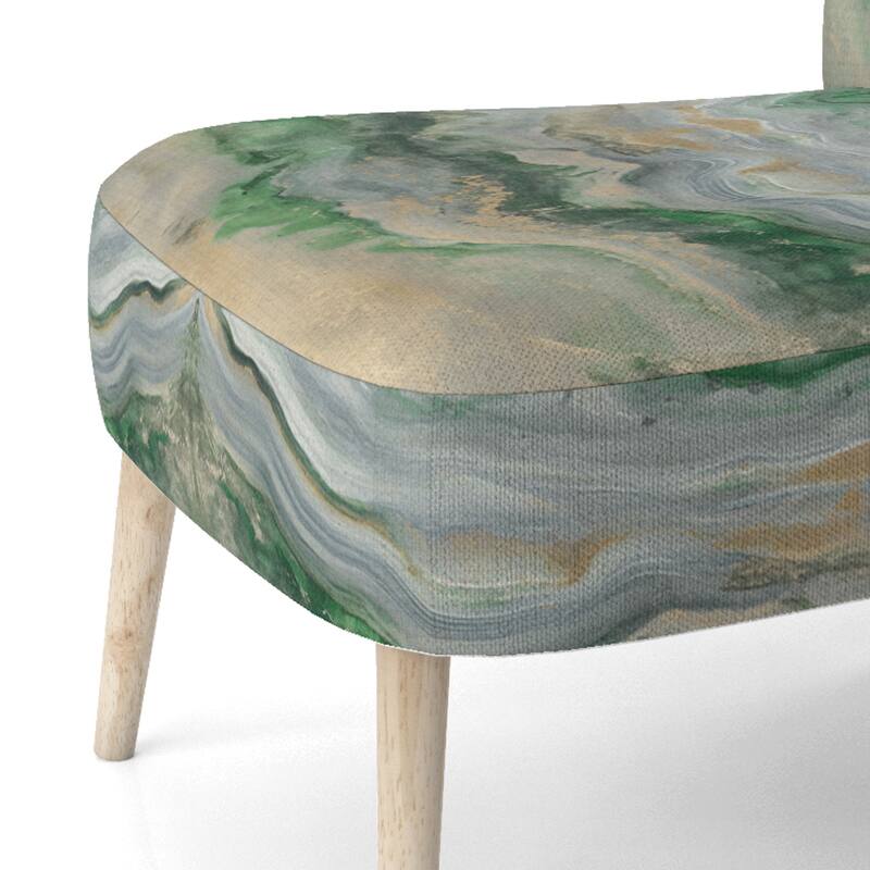 Designart "Coast Blue Sea Waves Watercolour" Upholstered Abstract Accent Chair - Modern Arm Chair For Bedroom